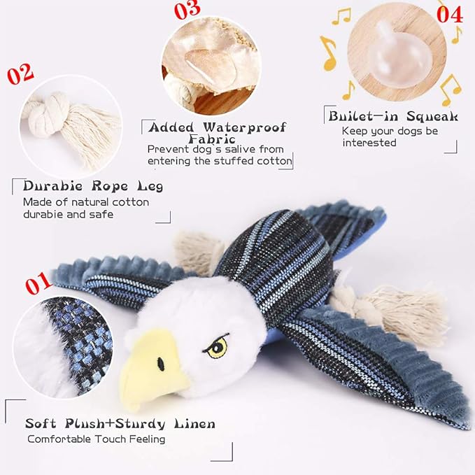 Dog Toys Set, Large Dogs Toy, Stuffed Animal Dog Chew Toy, Soft Plush Dogs Toys Pack for Small. Middle, Large Breed(3-Pack, Birds)