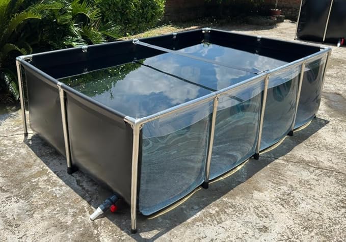 Aquarium Pool Pond,Collapsible Fish Ponds for Outside with Transparent Clear Viewing Panel,470 Gallon Fish Tank,PVC Canvas Above Ground Pond,Indoor/Outdoor Pond for Koi,Goldfish,with Drain Valve