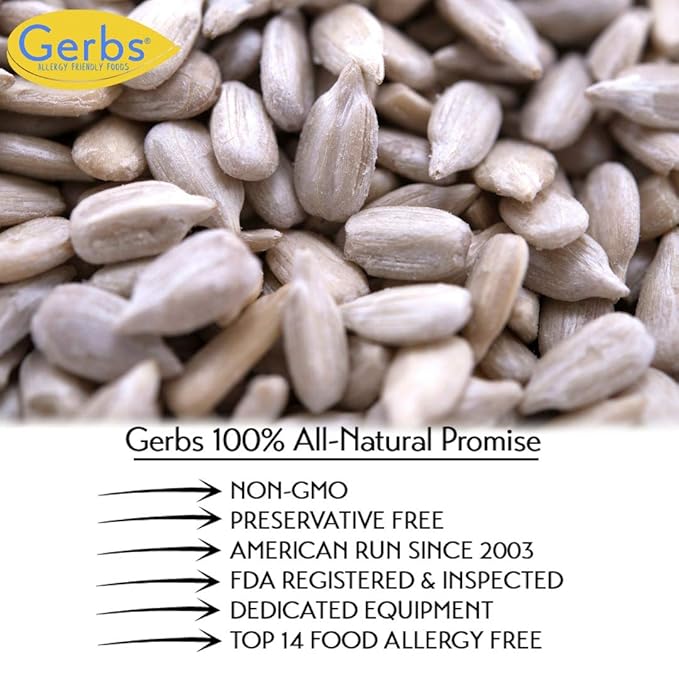 Gerbs Raw Sunflower Seed Kernels 4 lbs. | No Additives, Resealable Bag | Mild & Crunchy | Top 14 Allergen-Free