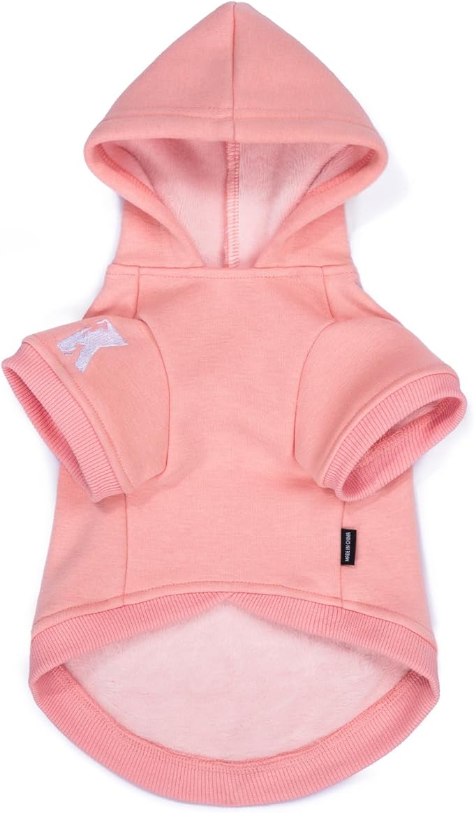 Koneseve Dog Hoodie - Fleece Warm Sweater with Pocket, Soft Clothes for Daily Wear, Basic Hooded Sweatshirts, Winter Coat Clothing, Comfort Tee Shirt Fit for All Breeds Pet - Pink - S