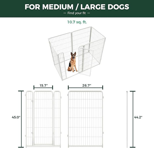FXW Homeplus Unleashed Indoor Dog Playpen - Stress-Free and Safe Play, Heavy Duty 45 Inch 6 Panels Dog Pen for Large Dogs, White│Patented