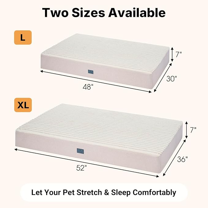 Veehoo Orthopedic Memory Foam Dog Bed, 7 Inch Thick Extra Large XXL Dog Bed for Senior Dogs with Ultra-Soft Fluffy Surface, Waterproof Liner, Removable Washable Cover and Non-Slip Bottom, 52"x36"x7"