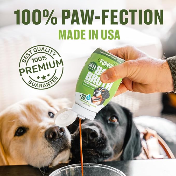 Beef Mobility Support Bone Broth Concentrate for Dogs - Collagen Protein Supplement - Boosted w/Amino Acids, Glucosamine, and Chondroitin - Dog Food Topper - Human Grade (16 oz, 30 Servings)