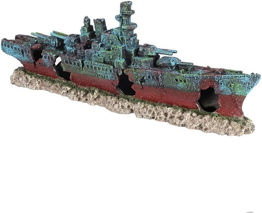 Fish Tank Wreck Boat Decoration, Shipwreck Ship Aquarium Decor, Fish Tank Decorations, Resin Wreck Boat Sunk Battleship War Ship Fish Tank Aquarium Ornament Cave Decoration