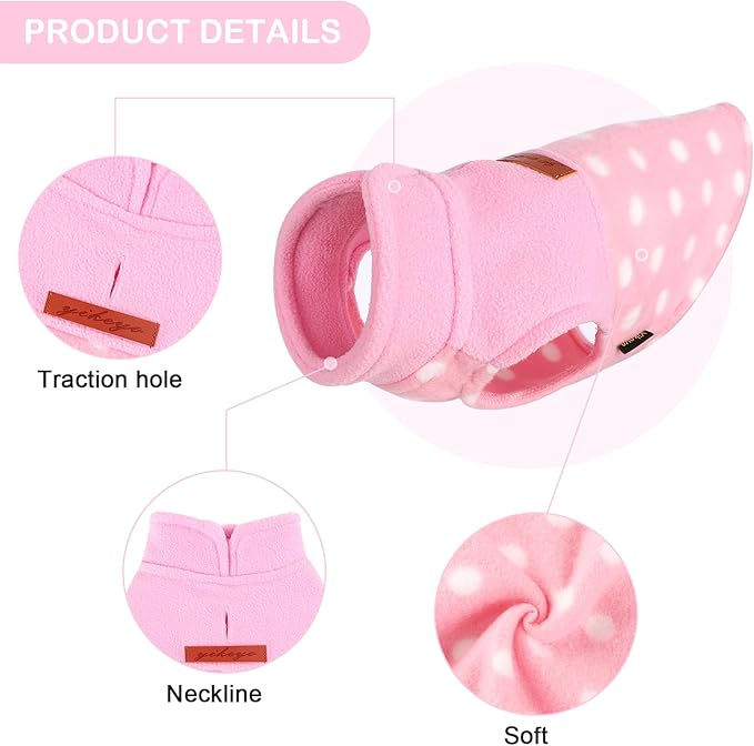 Pink Polka Dot Print Dog Sweater Dog Sweaters for Small Dogs Girl Boy Fleece Puppy Sweater Warm Soft Pet Holiday Clothes for Small Cats and Dogs Chihuahua Sweaters