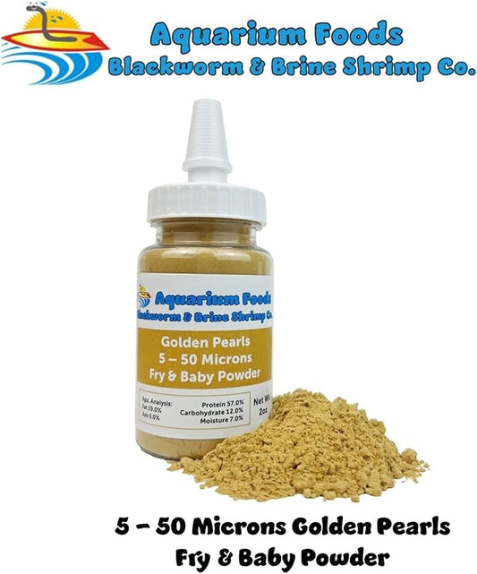 Aquatic Foods Inc. Golden Pearls 5-50 Microns for Tropical Fish Fry and Babies, Corals, Anemones, Reef Tanks…2oz Squeeze Bottle