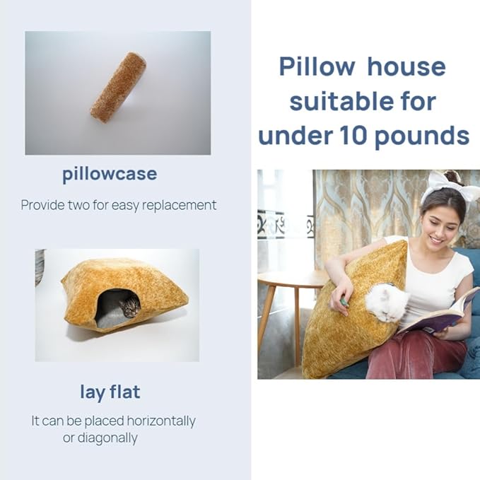 Peekaboo Cat Cave Small Square Tunnel pet House, Comes with Two Protective Covers as a Gift