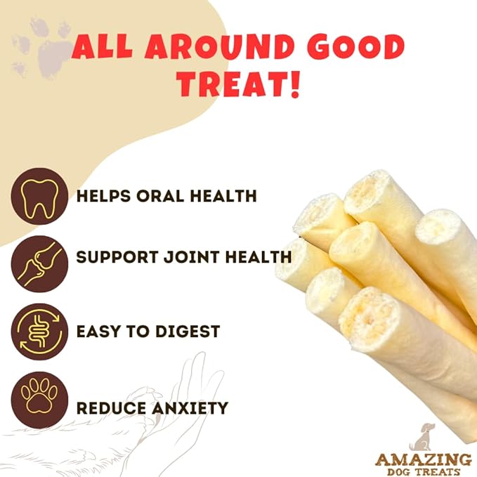 Amazing Dog Treats - Cow Tail Dog Chews (6 Inch Regular - 25 Pack) - Sourced from 100% Grass Fed Cattle - All Natural - Long Lasting Chew for Dogs - Rawhide Alternative for Dogs