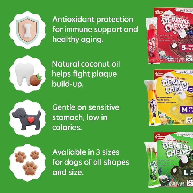 SuperPaw Dental Chews for Dogs - Healthy Dog Dental Treats for Teeth and Gums, Natural Chew Toy Alternative, Teeth & Gum Cleaning - Medium, Seaweed, Pack of 1