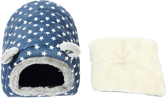 YOGURTCK Hamster Hedgehog Guinea Pigs Cave Bed Nest Hideout, Small Animals Cage Supplies Warm House - Blue