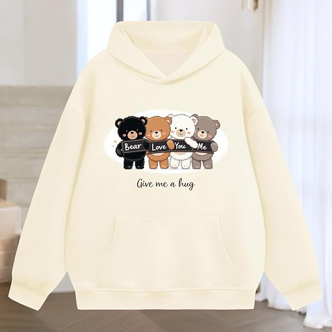 Oversized Hoodies for Women 2025 Trendy Cute Dog Cat Print Sweatshirts Hooded Pullover Tops with Kangaroo Pocket