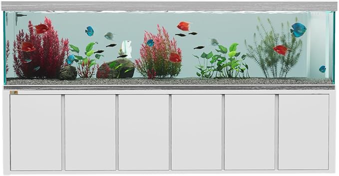 500 Gallons Tempered Glass Aquarium, Modern Rectangular White Silver Tank with Advanced Filtration System - Fish & Aquarium Equipment