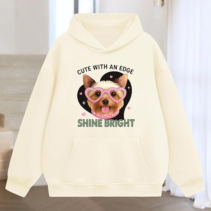 Oversized Hoodies for Women 2025 Trendy Cute Dog Cat Print Sweatshirts Hooded Pullover Tops with Kangaroo Pocket
