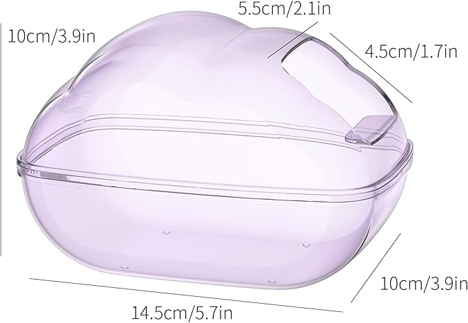 BUCATSTATE Hamster Sand Bath Container Hideout Hamster Toilet with Scoop Set Dust Bath Accessories for Small Animal,Gerbil,Syrian Hamster,Mouse,Rat (Purple, Medium)