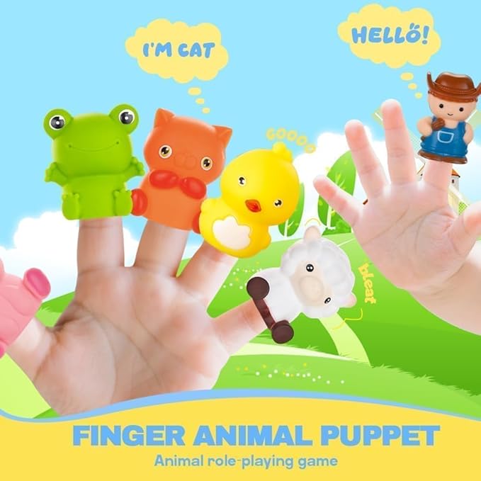 Farm Animals Train with 11 Finger Puppets, 10 Barns with Keys, Counting, Matching, Sorting Montessori Learning Toy for Toddler 1 2 3 4 Years Old, Educational Birthday Gift for Boys Girls Kids, 36PCS