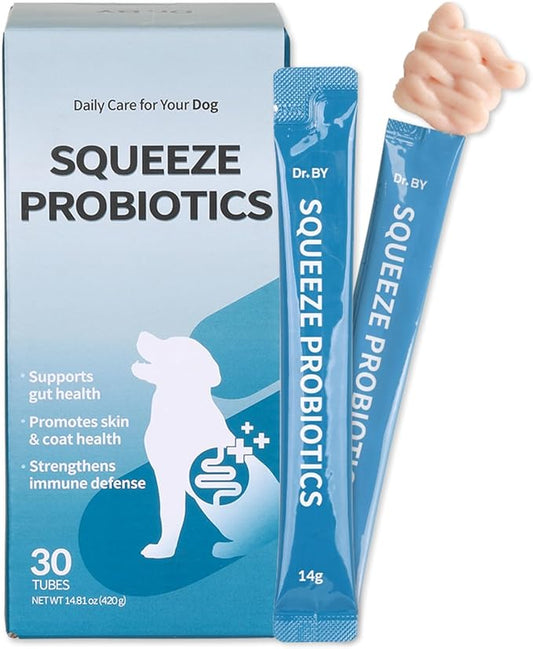 Dr.by Squeeze Probiotics for Dogs Gut Health Immunity Skin&Alllergy Care Diarrhea Relief Digestive Stomach Support with L. crispatus KT-11 Lickable Paste Formula Individually Packaged, Chicken