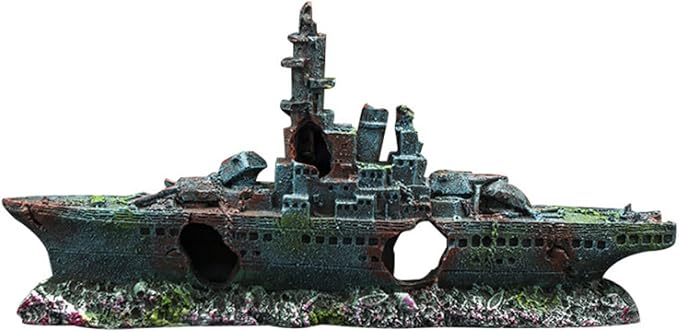 Fish Tank Decoration Moss Rockery Stone Plants Wood Ruins Landscaping Turtle Tank Decoration Fish Shrimp Shelter (Shipwreck)