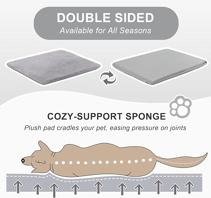Jiupety Indoor Dog House, 2 in 1 Portable Foldable House Bed with Cover, Pet Tent & Cave Bed for Small Medium Dog, L(21"×17"×15"), Up to 16 Lb, Grey