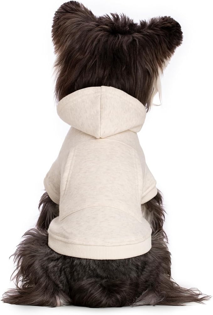 Koneseve Dog Hoodie Fleece, Cat Sweater Warm with Pocket - Soft Clothes for Daily Wear, Basic Hooded Sweatshirts, Winter Coat Clothing, Comfort Tee Shirt Fit for All Breeds Pet - Beige - 4XL