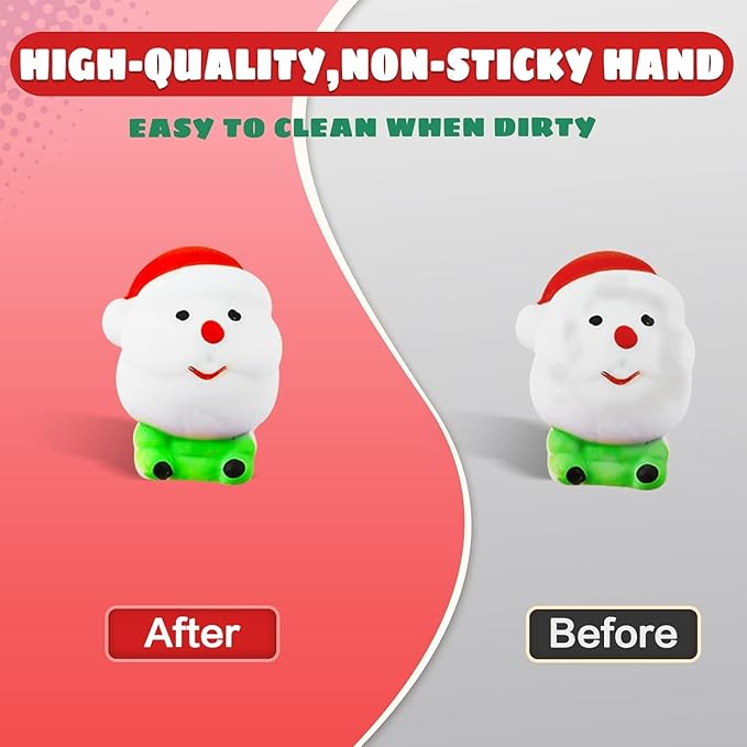 24Pcs Christmas Mochi Squishy Toys for Kids Girls Boys Toddlers Party Favors Stocking Stuffers Gifts