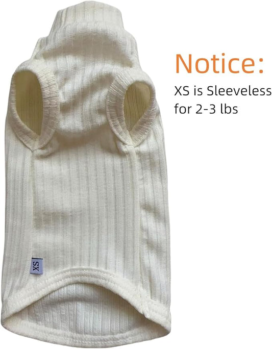 Sphynx Cats Shirt Cat Turtleneck Cotton Sweater Pullover Kitten T-Shirts with Sleeves Cat Pajamas Jumpsuit for Sphynx Cornish Rex, Devon Rex, Peterbald (White, X-Small)