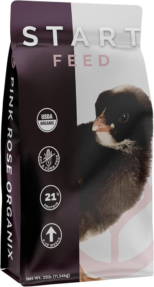Chick Start Crumb Feed, 25lbs - Non-GMO, High Protein Chick Feed for Strong Early Growth, 21% Protein - USDA Certified Organic Blend, Soy & Corn-Free