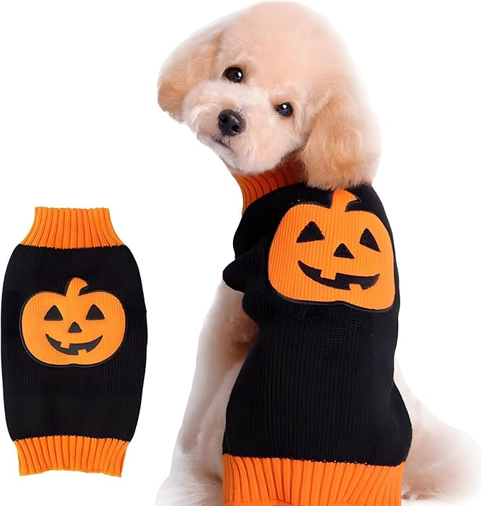 NACOCO Dog Sweater Pumpkin Pet Sweaters Halloween Holiday Party for Cat and Puppy (S)
