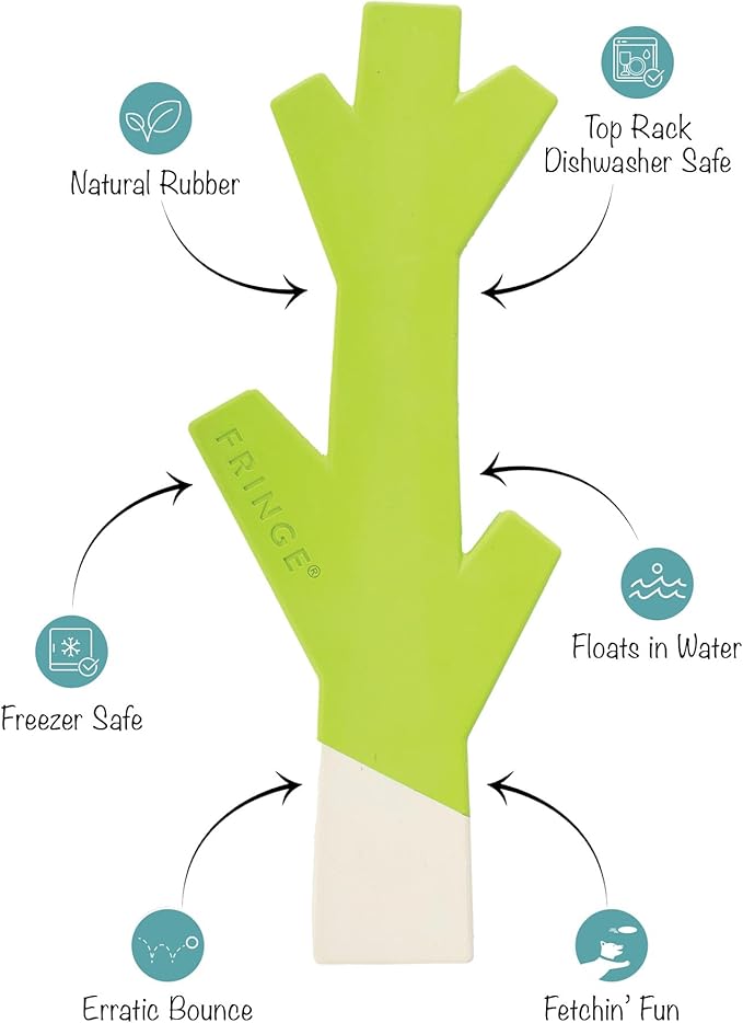 Fringe Studio "Stick with ME Lime/White Rubber Dog Toy, Pet Shop Collection (518034)