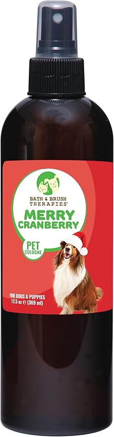 Showseason Animal Products Bath & Brush Therapies® Merry Cranberry Pet Cologne 12.5 oz For Dogs | Long-Lasting Odor Eliminator | Cruelty-Free | Paraben-Free | Biodegradable | Made in The USA