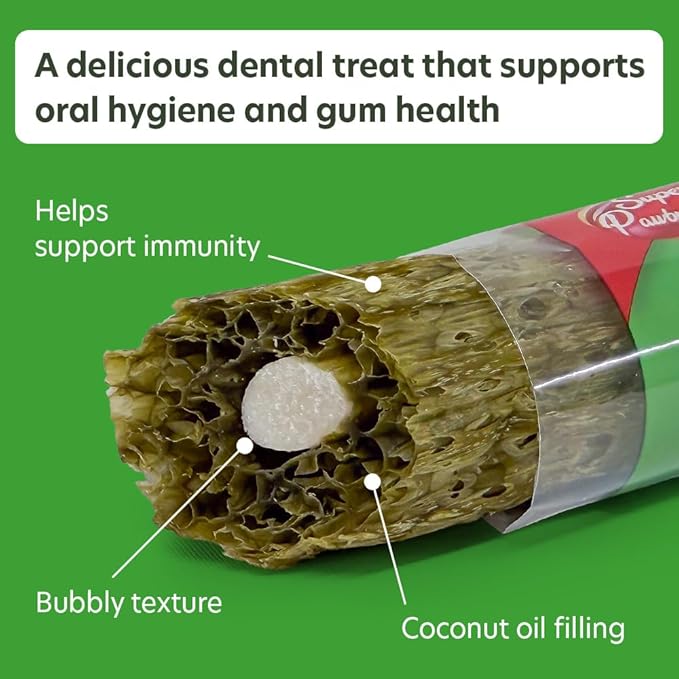 SuperPaw Dental Chews for Dogs - Healthy Dog Dental Treats for Teeth and Gums, Natural Chew Toy Alternative, Teeth & Gum Cleaning - Medium, Seaweed, Pack of 1