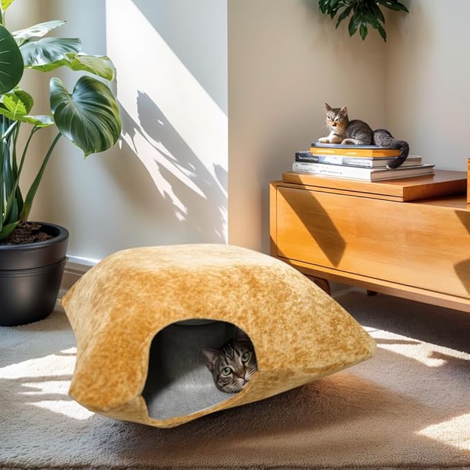 Peekaboo Cat Cave Small Square Tunnel pet House, Comes with Two Protective Covers as a Gift