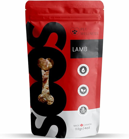 SOOS Natural Lamb Treats for Dogs & Cats - High Protein, Grain Free, Vitamin Minerals, Healthy Training Treats - 113g