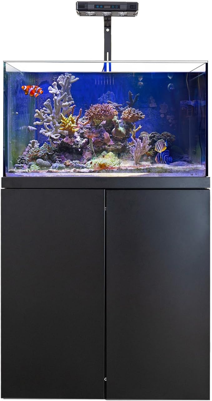 Coral Reef Aquarium Tank | 90 Gallon Ultra Clear Glass with Sump, Black