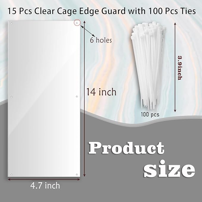 15 Pcs Pet Cage Liner, 14'' x 4.7'' Hamster Cage Rabbit Cage Liner Urine Guard Clear Cage Edge Liners for Bunny Guinea Pig Hamster Ferret Chinchilla Birds Small Animals Cage Accessories