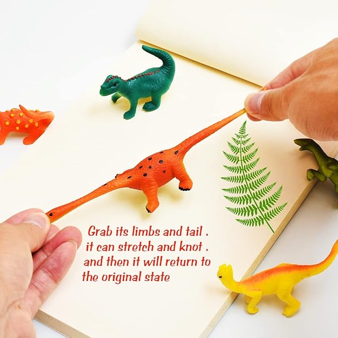 14PCS Dinosaur Toys Animal Figurines, Color Changing Toy, Stretchy Realistic Animal Playset, for 3 Years and Up, for Themed Parties, Easter Eggs Filler, Cake Topper, Classroom Rewards
