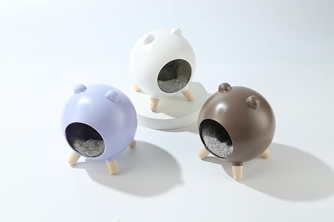 TUTU&LELE Hamster Hideout, Tiny House Hideout and Habitat, Space Elf Hiding Nest, Durable Hamster Bed with Round Thick Plush Pads, for Mice, Gerbils,Hamsters to Play, Sleep and Rest (Brown)