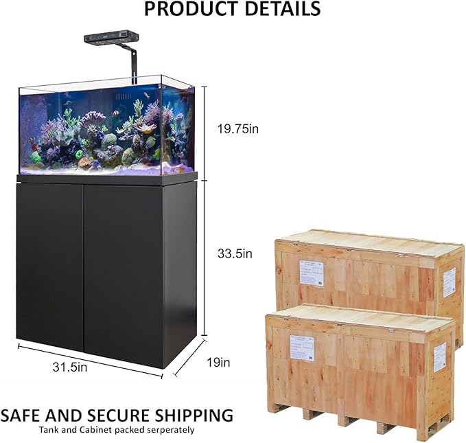 Coral Reef Aquarium Tank | 90 Gallon Ultra Clear Glass with Sump, Black