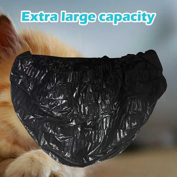 50 Pack Litter Box Liners Compatible with Lifewit Litter Box Cat, Elastic Band Trash Bags for Disposal of Cat Waste, Waterproof and Leak Proof (Black)