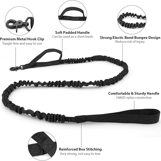Tactical Dog Collar and Leash Set Heavy Duty Military Dog Collar with Handle and Metal Buckle for Medium and Large Dogs (Black, M)