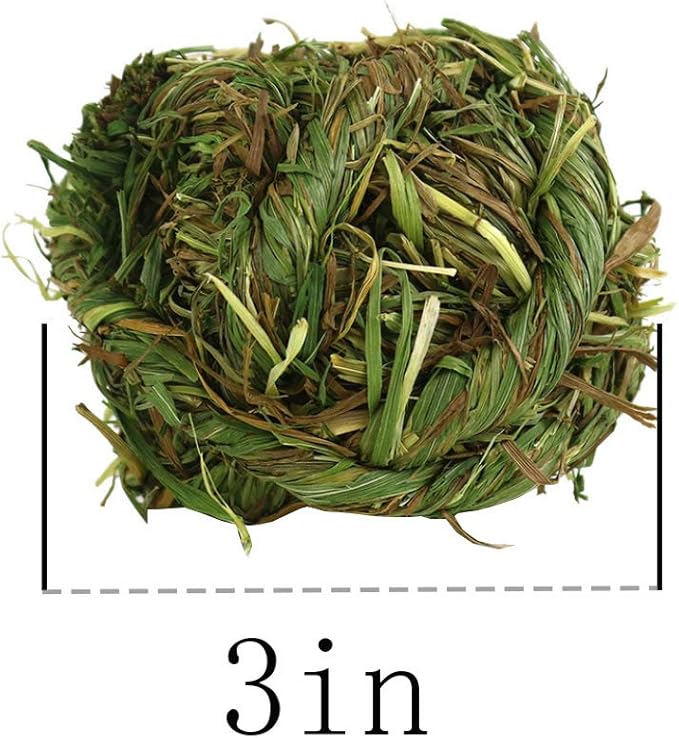 PINVNBY 6 Pack Rabbit Chew Grass Balls,Natural Timothy Woven Bunny Hay Ball Teeth Grinding Activity Play for Hamster Chinchillas Gerbils Guinea Pigs and Other Small Animal