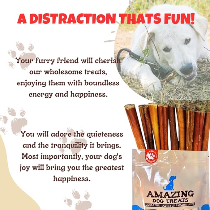 Amazing Dog Treats - 4-6 Inch Variety Bully Sticks (1 lb) - All Natural Rawhide Alternative - Premium Dog Chews - Long Lasting No Hide Chew - 100% Beef - Supports Dental Health