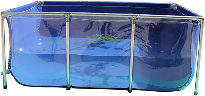 Koi Pond with Window, Canvas Fish Pond, Stainless Steel One Side Clear Fish Tank Steel Frame Large Aquarium for Fish and Turtle Farming, Easy Assembly (L78.84xW39.37xH27.95 inch)