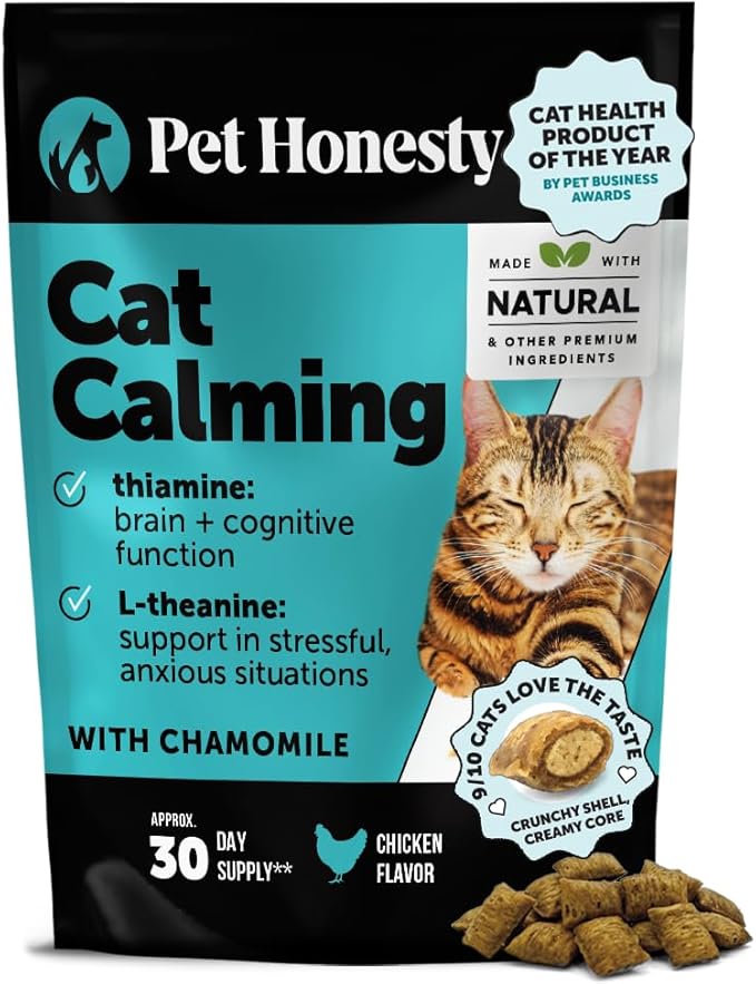 Calming Chews for Cats - Cat Anxiety Relief + Helps Reduce Stress - Behavioral Support & Promotes Relaxation for Travel, Boarding, Vet Visits, Separation Anxiety - Chicken (30-Day Supply)