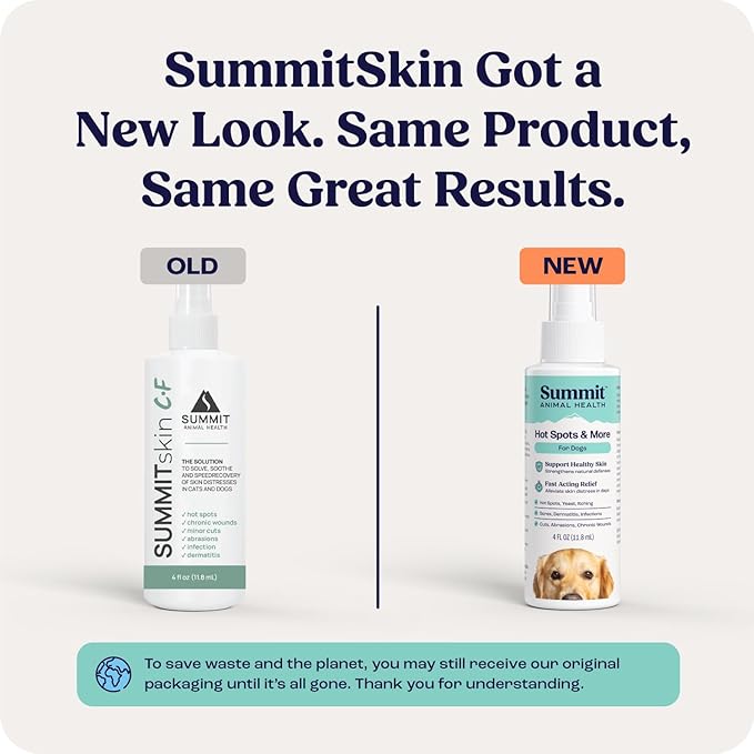 Summit Hot Spots & More Spray for Dogs (Formerly SummitSkin), All-Natural Dog Wound Care, Healing Aid, Skin Repair, Hot Spot Relief, Moisturizing, Safe for All Animals – Non-Toxic, 4oz