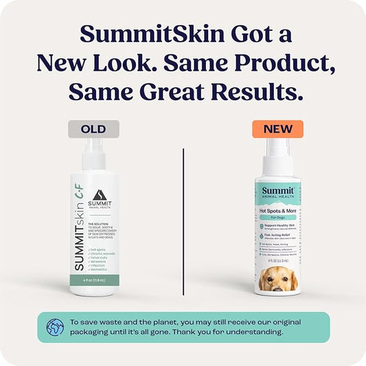 Summit Hot Spots & More Spray for Dogs (Formerly SummitSkin), All-Natural Dog Wound Care, Healing Aid, Skin Repair, Hot Spot Relief, Moisturizing, Safe for All Animals – Non-Toxic, 4oz