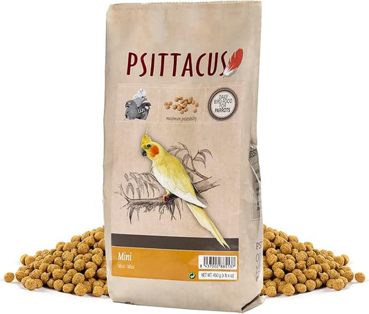 Psittacus Mini 1 lb | Complete Pellet Diet for Cockatiels, Conures and Cockatoos | Premium Food for Birds, 100% no-GMO