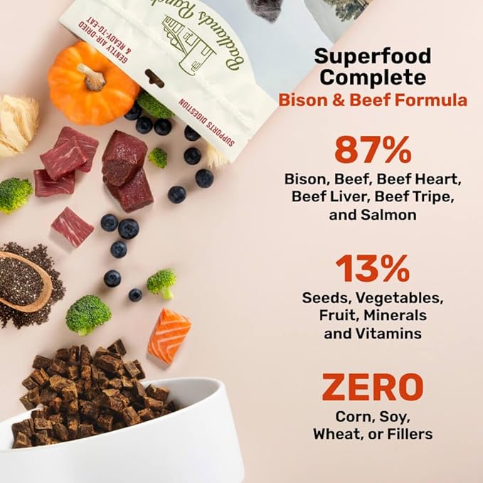 Superfood Complete, Air-Dried Adult Dog Food - High Protein, Zero Fillers, Superfood Nutrition by Katherine Heigl (64 oz, Beef & Bison Formula)