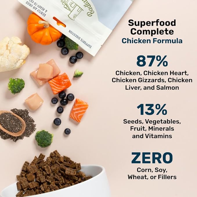 by Katherine Heigl- Superfood Complete, Air-Dried Adult Dog Food - High Protein, Zero Fillers, Superfood Nutrition (64 Ounce (Pack of 2), Chicken)