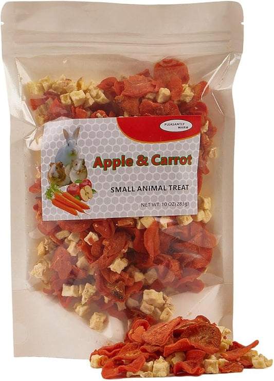 Dehydrated Apple & Carrot Mix for Chinchillas, Guinea Pigs, Rabbits, Hamsters, Small Pets - Herbivore Treat Snacks (10 Ounce, Pack of 1)