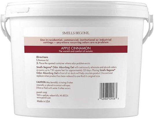 SMELLS BEGONE 1-Gallon Odor Absorber Gel - Air Freshener & Odor Eliminator for Homes, Garages & Commercial Buildings - Industrial Size - Apple Cinnamon Scent